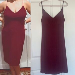 Premier Amour Size 14 Burgundy Glitter Formal Prom Cocktail Midi Dress